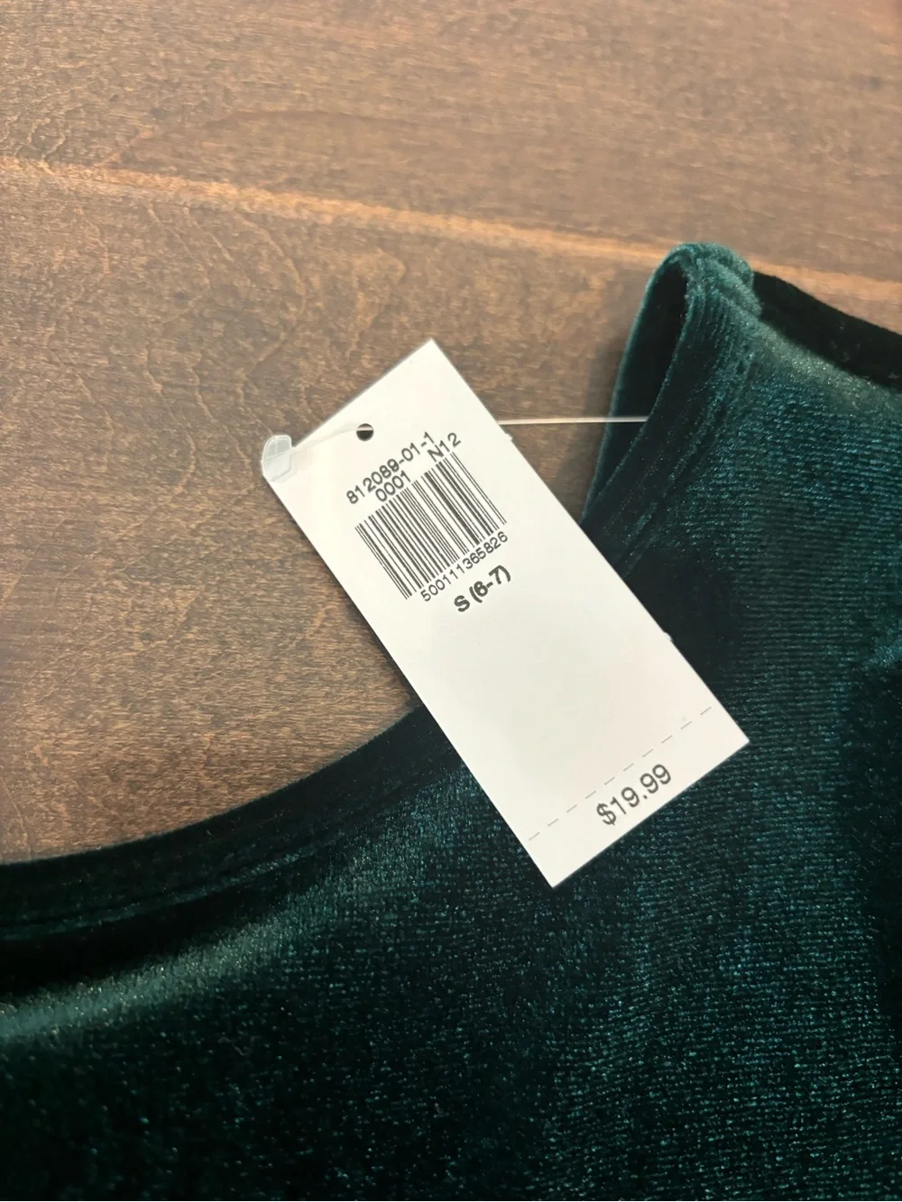 Old Navy Girls Dark Green Velvet Short Sleeve Dress